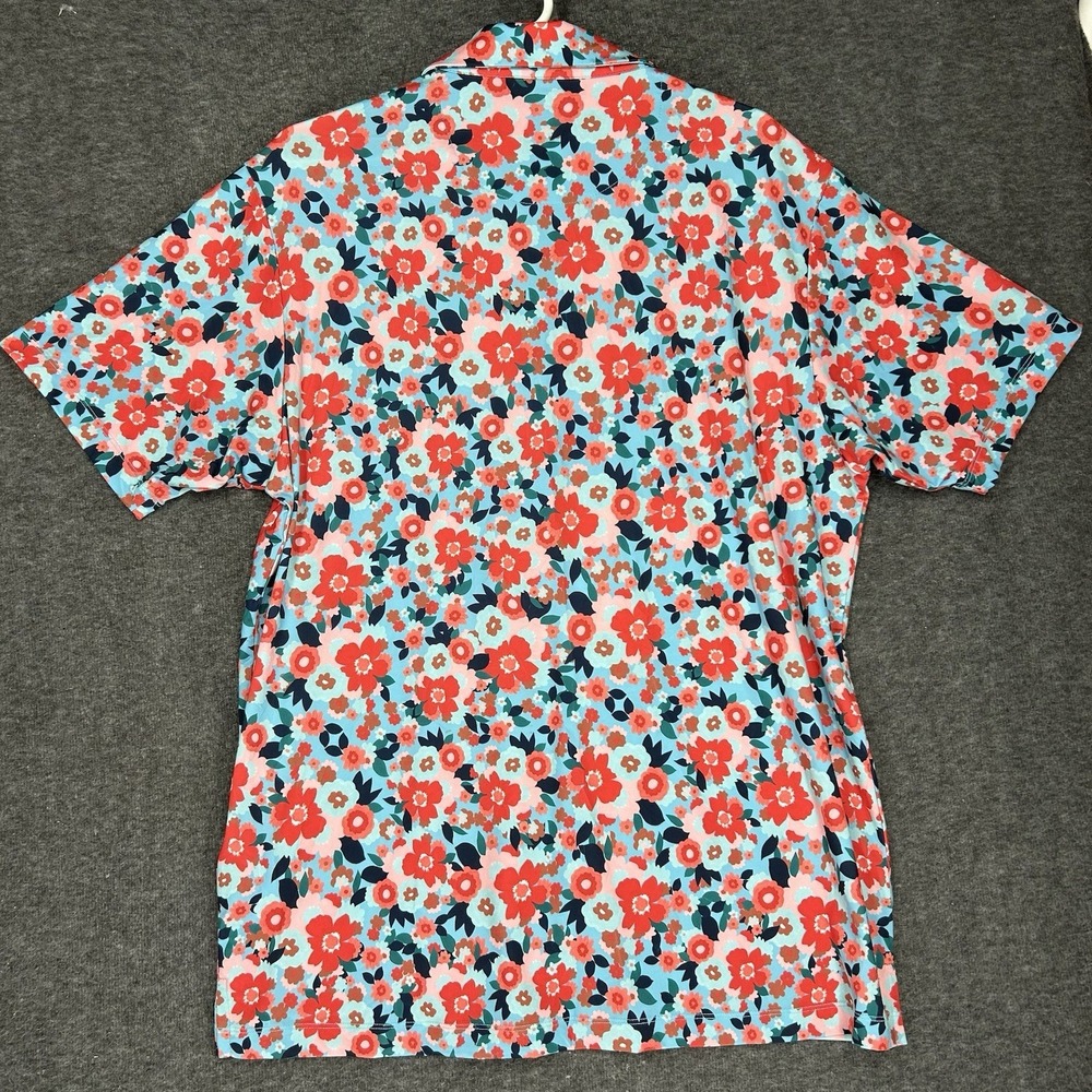 Bad Birdie USA Polo Shirt Mens XL Floral Print Golf Stretch Short Sleeve - Picture 12 of 13
